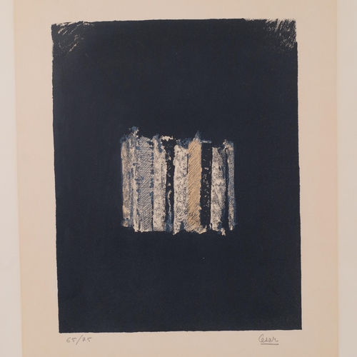 614 - Cesar Baldaccini, abstract, colour lithograph, 1963, signed in pencil, no. 65/75, plate 33cm x 25cm,... 