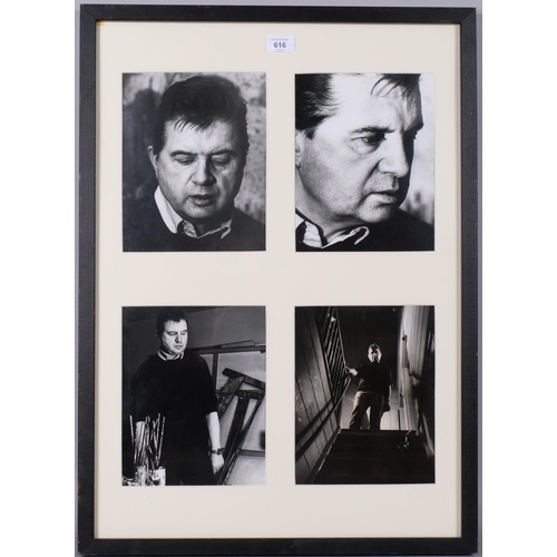 616 - Francis Bacon, four portrait studies, original silver gelatine photographs by Jorge Lewinski circa 1... 