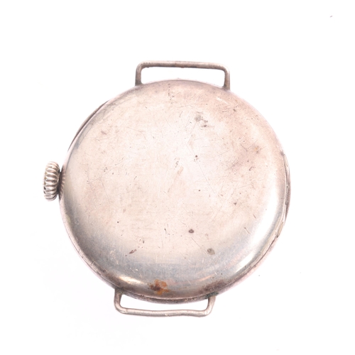 1007 - ROLEX - an Antique sterling silver Officer's style mechanical wristwatch head, circa 1920s, white en... 