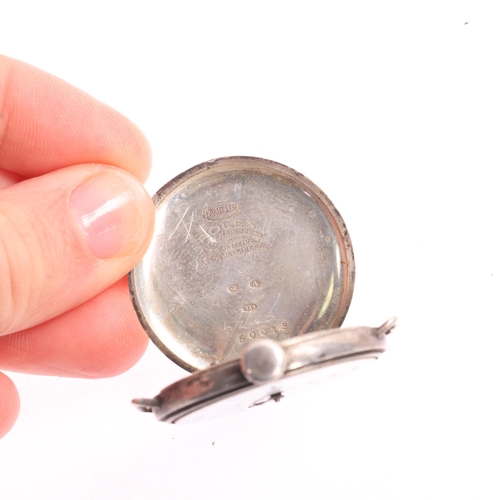 1007 - ROLEX - an Antique sterling silver Officer's style mechanical wristwatch head, circa 1920s, white en... 