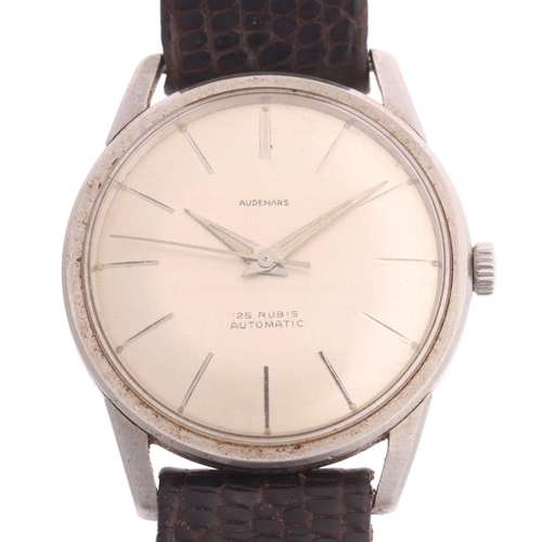 1008 - AUDEMARS - a Vintage stainless steel automatic wristwatch, ref. 2451, circa 1960s, brushed silvered ... 