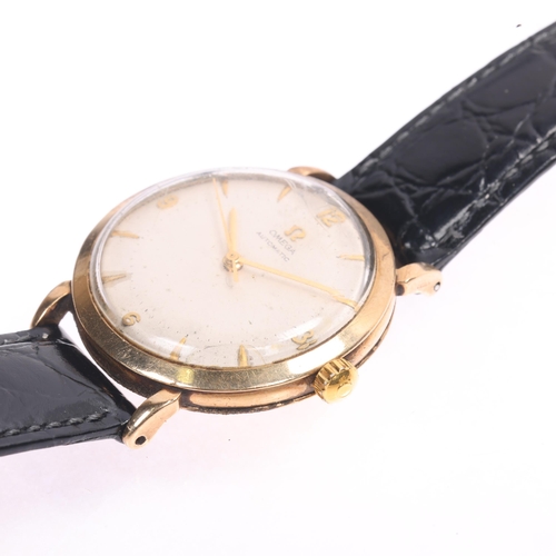 1010 - OMEGA - a Vintage 9ct gold automatic wristwatch, ref. 13308, circa 1958, silvered dial with gilt qua... 
