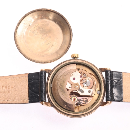 1010 - OMEGA - a Vintage 9ct gold automatic wristwatch, ref. 13308, circa 1958, silvered dial with gilt qua... 