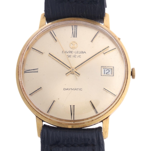 1011 - FAVRE-LEUBA - a Vintage 18ct gold Daymatic automatic calendar wristwatch, ref. 259, circa 1960s, cha... 