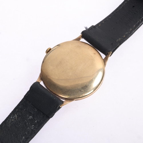 1013 - AVIA - a Vintage 9ct gold mechanical calendar wristwatch, circa 1960s, silvered dial with gilt flute... 