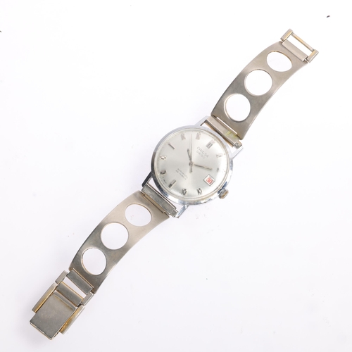 1016 - ORIOSA - a Vintage stainless steel automatic calendar wristwatch, circa 1970s, silvered dial with bl... 