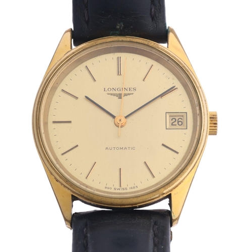 1017 - LONGINES - a Vintage gold plated stainless steel automatic calendar wristwatch, ref. 1623-1, circa 1... 