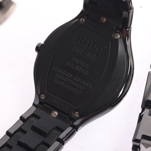 1018 - RADO - a Hi-Tech ceramic Diastar Jubile quartz calendar bracelet watch, ref. 115.0653.3, black dial ... 