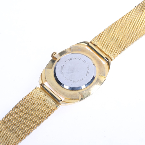 1019 - DUPONT - a Vintage gold plated stainless steel mechanical wristwatch, champagne dial with gilt arrow... 