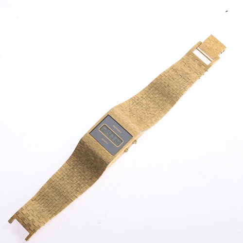 1023 - ROTARY - a Vintage gold plated stainless steel quartz digital bracelet watch, ref. 839, with integra... 
