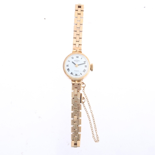 1026 - ROTARY - a lady's Vintage 9ct gold mechanical bracelet watch, circa 1960s, white dial with black Rom... 