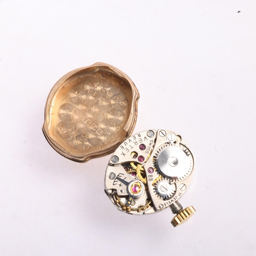 1027 - VERTEX - a lady's Vintage 9ct gold Revue mechanical bracelet watch, silvered dial with gilt quarterl... 