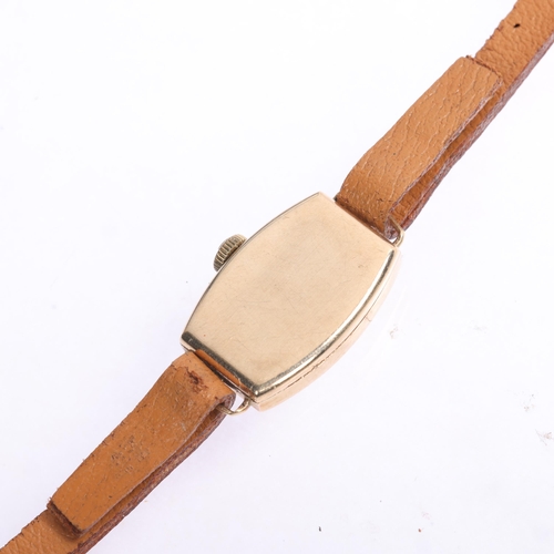 1032 - RECORD - a lady's Vintage 9ct gold mechanical wristwatch, circa 1960s, silvered dial with gilt Arabi... 