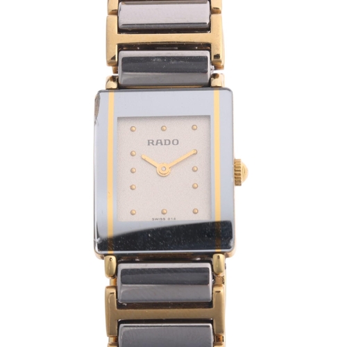 1033 - RADO - a lady's gold plated ceramic Diastar quartz bracelet watch, ref. 153.0383.3, silvered dial wi... 