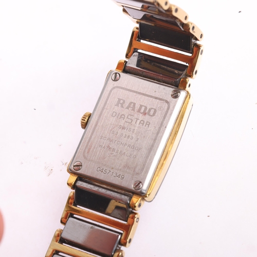 1033 - RADO - a lady's gold plated ceramic Diastar quartz bracelet watch, ref. 153.0383.3, silvered dial wi... 