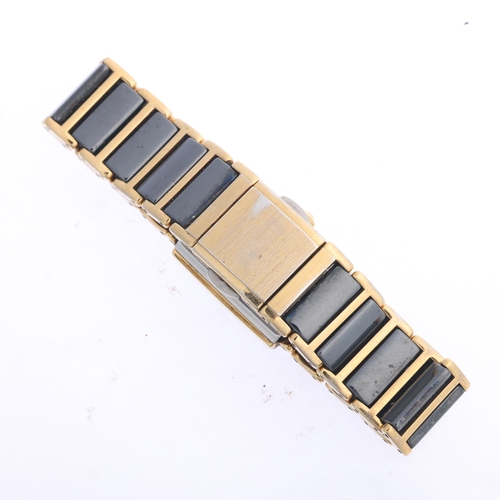 1034 - RADO - a lady's gold plated black Hi-Tech ceramic Diastar quartz bracelet watch, ref. 153.0283.3N, b... 