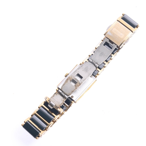 1034 - RADO - a lady's gold plated black Hi-Tech ceramic Diastar quartz bracelet watch, ref. 153.0283.3N, b... 