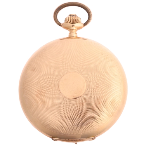 1036 - C.H.F. TISSOT & FILS - an Art Deco 14ct rose gold full hunter keyless slimline pocket watch, circa 1... 