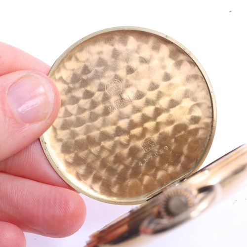 1036 - C.H.F. TISSOT & FILS - an Art Deco 14ct rose gold full hunter keyless slimline pocket watch, circa 1... 