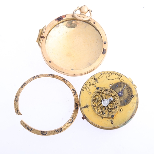 1039 - An early 19th century 18ct gold black enamel open-face key-wind pocket watch, by Vaucher, gilt dial ... 