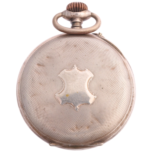 1041 - HEBDOMAS - a Turkish 800 silver open-face keyless pocket watch, cream enamel semi-skeleton dial with... 