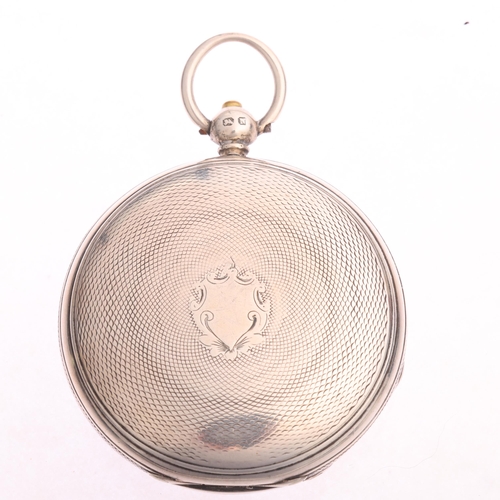 1042 - A 19th century silver full hunter key-wind pocket watch, by William Sharpe & Co of London, white ena... 