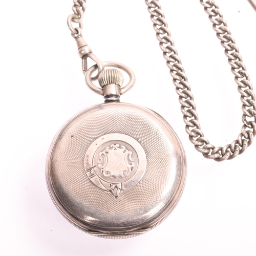 1043 - A silver open-face keyless pocket watch, by Alfred E Baker of North Finchley, white enamel dial with... 