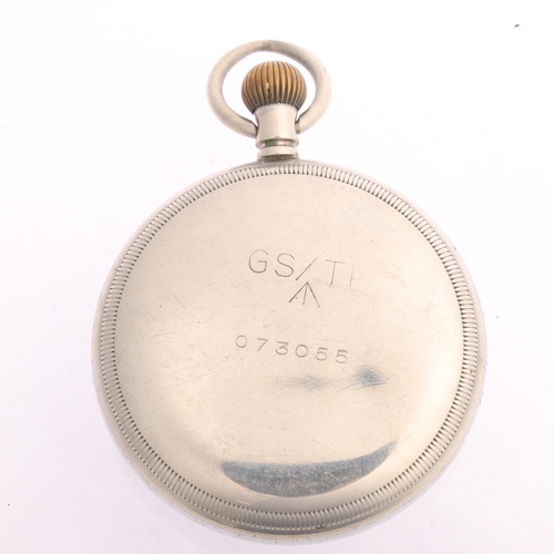 1044 - A Second World War Period nickel open-face keyless GSTP military issue pocket watch, circa 1940s, si... 