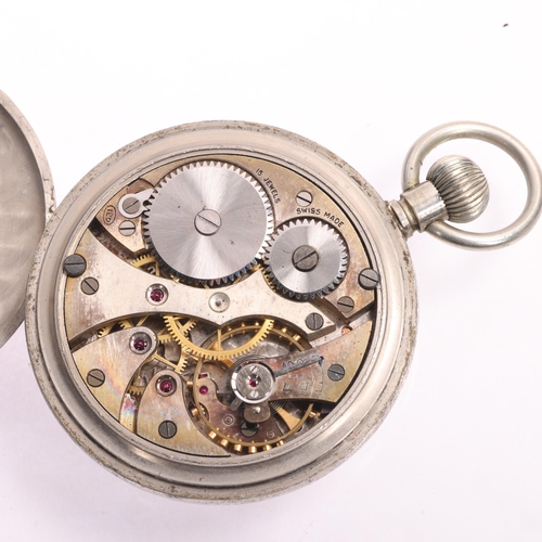 1045 - A Second World War Period nickel open-face keyless GSTP military issue pocket watch, circa 1940s, wh... 