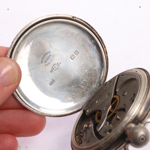 1047 - WALTHAM - a silver open-face keyless pocket watch, circa 1920s, white enamel dial with black Arabic ... 