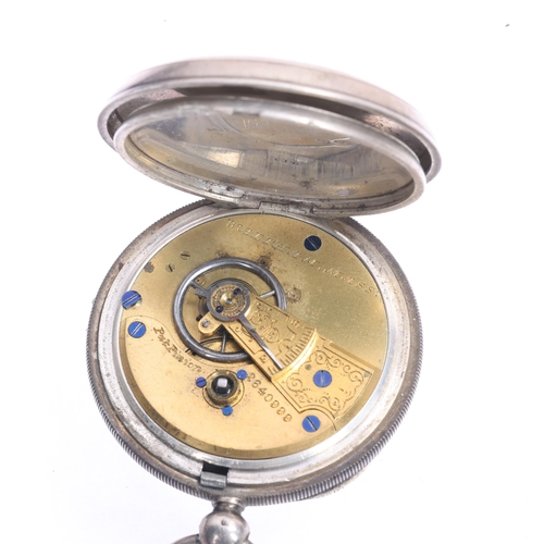 1048 - WALTHAM - a 19th century silver open-face key-wind pocket watch, retailed by J N Masters of Rye and ... 