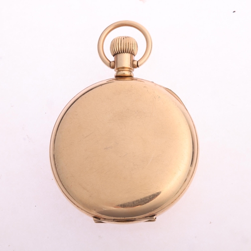 1050 - An early 20th century gold plated full hunter keyless pocket watch, by Thomas Russell & Son of Liver... 