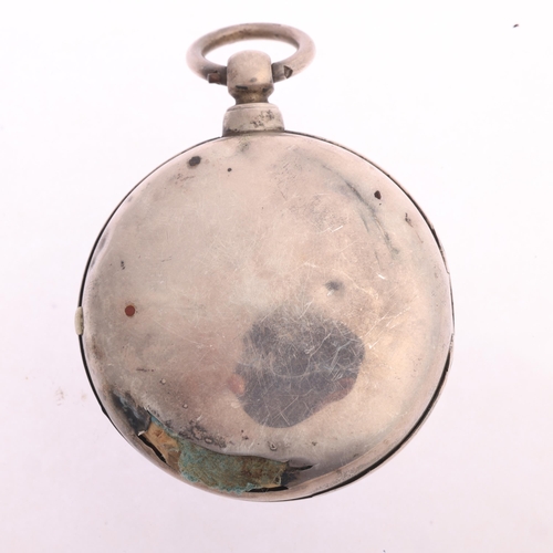 1053 - A mid-19th century silver pair-case open-face key-wind verge pocket watch, by Rihll of Moreton, whit... 