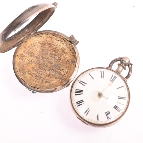 1053 - A mid-19th century silver pair-case open-face key-wind verge pocket watch, by Rihll of Moreton, whit... 
