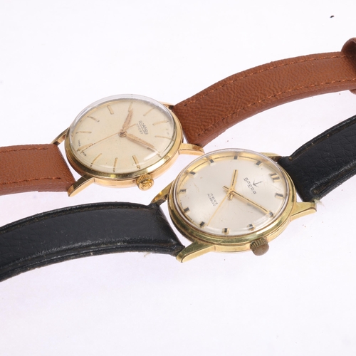 1055 - 2 Vintage gold plated stainless steel mechanical wristwatches, comprising Roamer Sport, and Spera, b... 