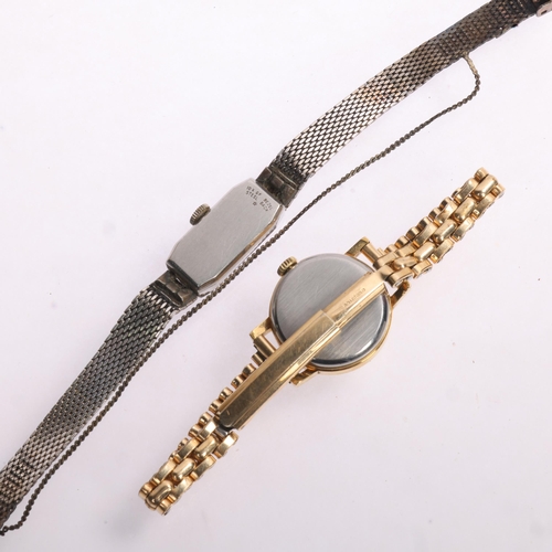 1058 - 2 lady's mechanical wristwatches, comprising Longines 10k gold filled mechanical example, and Tissot... 