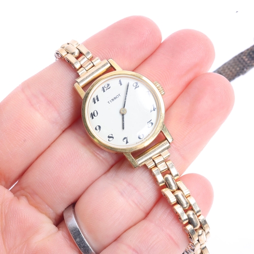 1058 - 2 lady's mechanical wristwatches, comprising Longines 10k gold filled mechanical example, and Tissot... 