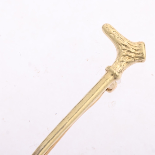 A Vintage 14ct gold riding crop hunting bar brooch, 53.6mm, 2.6g