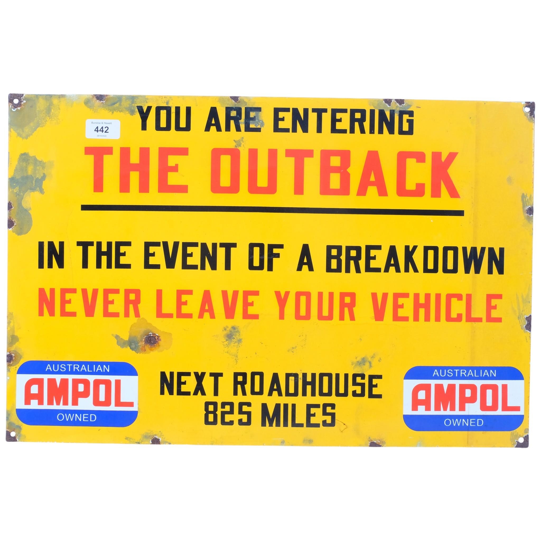 Australian, an enamel sign warning 