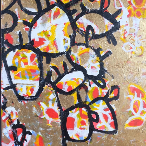 505 - Peter Waldron (1941 - 2022), pair of untitled abstract compositions, acrylic on canvas, 102cm x 76cm... 