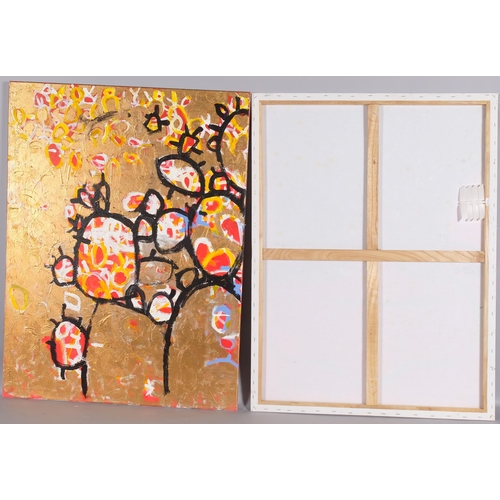 505 - Peter Waldron (1941 - 2022), pair of untitled abstract compositions, acrylic on canvas, 102cm x 76cm... 