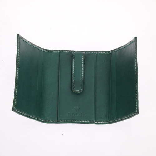 1080 - ROLEX - a green leather Jubilee money/card holder wallet, 10cm x 7cm, boxed