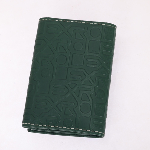 1080 - ROLEX - a green leather Jubilee money/card holder wallet, 10cm x 7cm, boxed