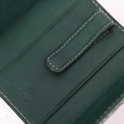 1080 - ROLEX - a green leather Jubilee money/card holder wallet, 10cm x 7cm, boxed
