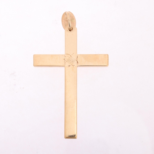 1134 - A Vintage 9ct gold solid cross pendant, Apex Jewellery, Birmingham 1979, chased foliate decoration, ... 