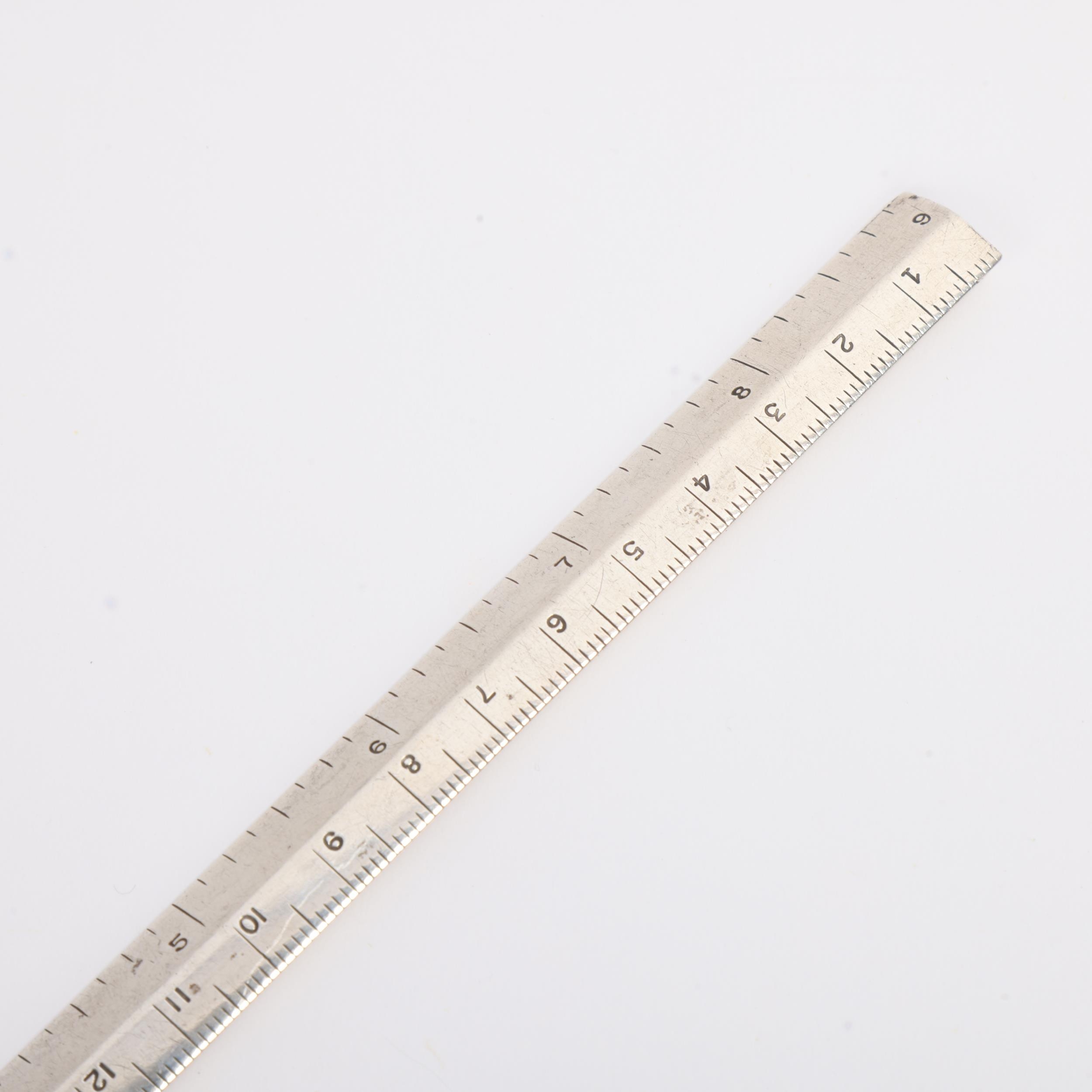 SAMPSON MORDAN & CO - an Edwardian silver 9 inch ruler, Chester 1905, 0.7oz