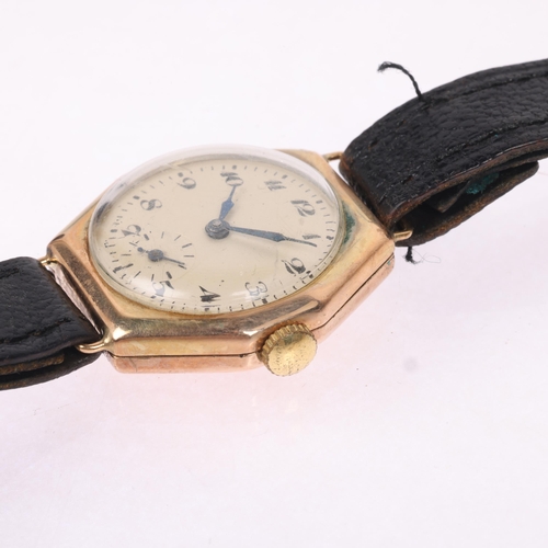 1019 - ROLCO (Rolex subsidiary brand) - an Art Deco 9ct gold mechanical wristwatch, circa 1920s, silvered d... 