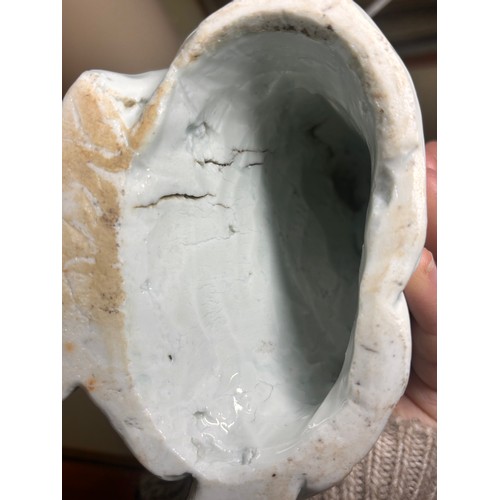 365 - A Chinese blanc de chine porcelain figure of Budai, on original fitted wood stand, height 14.5cm