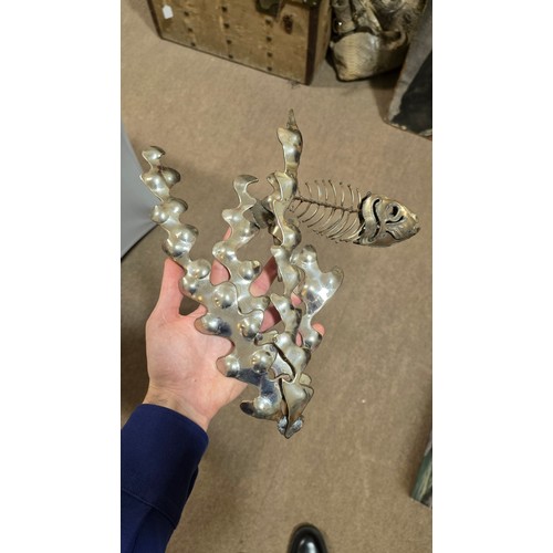 136 - LEIGH DYER (born 1959) - a spectacular handmade stainless steel wall mount, designed to hold a diver... 