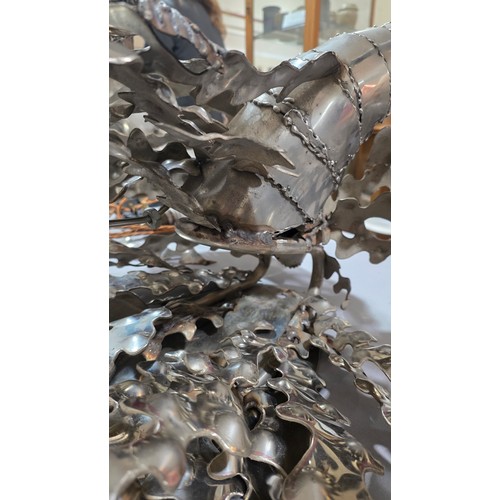 136 - LEIGH DYER (born 1959) - a spectacular handmade stainless steel wall mount, designed to hold a diver... 